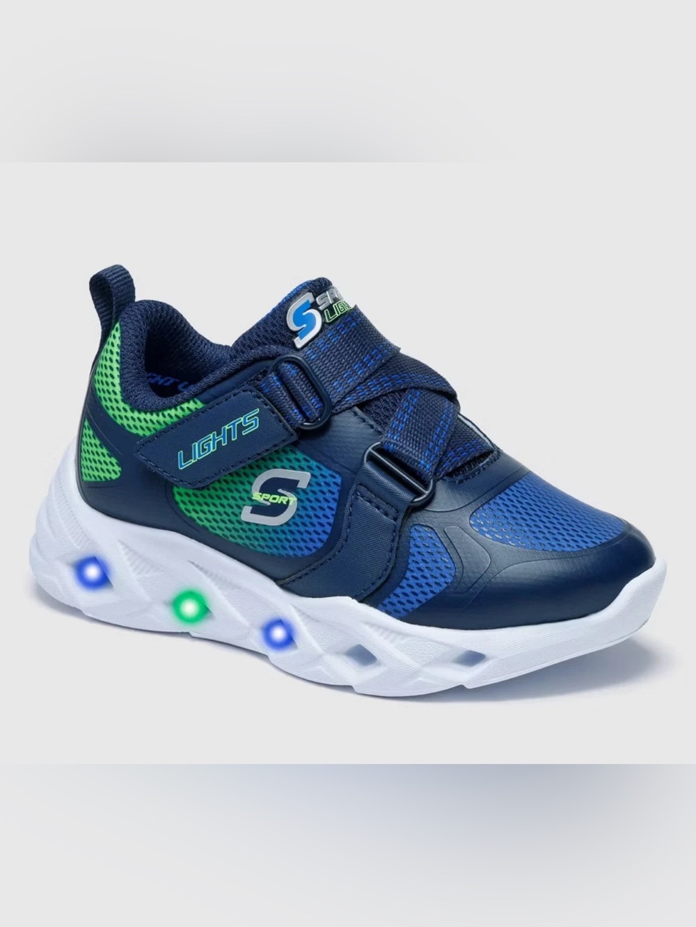 Skechers Kids Navy & Green Light-Up Sport Sneakers, size 5T
